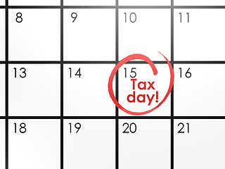 Image showing Tax day on white calendar