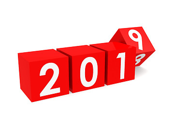 Image showing Year 2019 on the red cubes