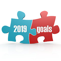 Image showing Blue and red with 2019 goals puzzle