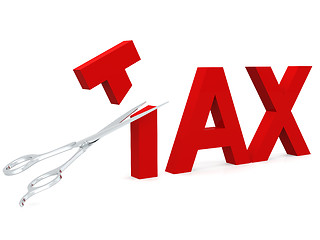 Image showing Cut tax with scissor isolated on white