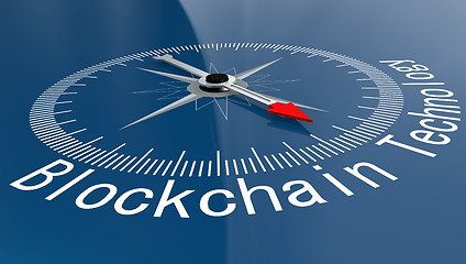 Image showing Blue compass with Blockchain Technology word