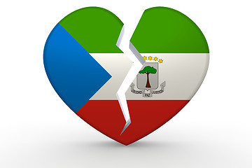 Image showing Broken white heart shape with Equatorial Guinea flag