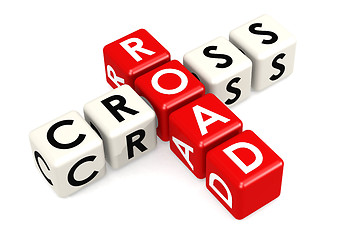 Image showing Cross road buzzword in red and white