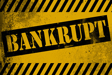 Image showing Bankrupt sign yellow with stripes