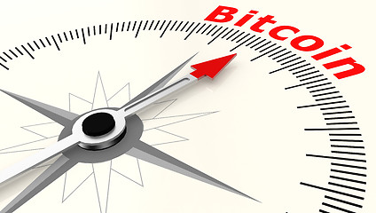 Image showing Compass with arrow pointing to the word Bitcoin