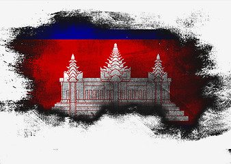 Image showing Cambodia flag painted with brush