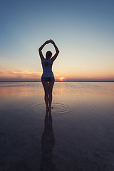 Image showing Beauty sunset on salty lake