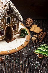 Image showing Gingerbread house with lights