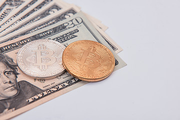 Image showing Bitcoin coin with dollars