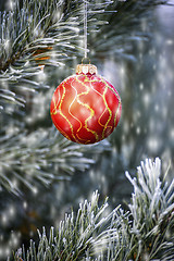 Image showing The branches of Christmas trees, toy