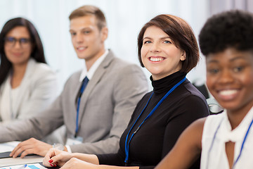 Image showing happy business team at international conference