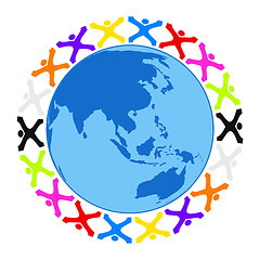 Image showing some stylized people building a circle around the earth