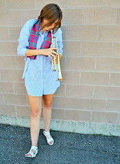 Image showing Female jazz trumpet player.