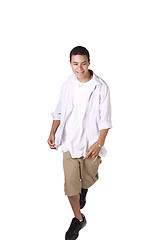 Image showing Cute Hispanic Boy Daning on an Isolated Background