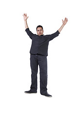 Image showing Casual Handsome Hispanic Man with His Hands Up