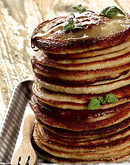 Image showing Pancakes with Honey