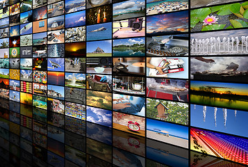 Image showing Big multimedia video and image wall of the TV screen