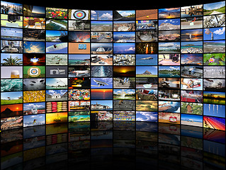 Image showing Big multimedia video and image wall of the TV screen