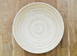 Image showing Empty wooden bowl. View from Top