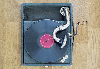 Image showing Vintage turntable vinyl record player