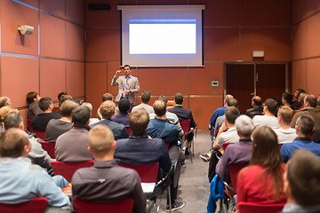 Image showing Speaker Giving a Talk at Business Meeting.