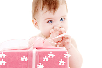 Image showing baby boy with puzzle gift box