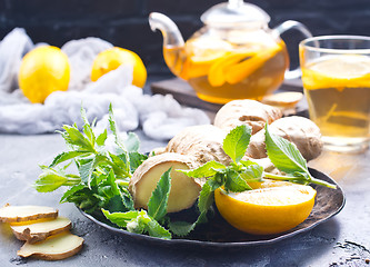 Image showing ginger, mint and tea