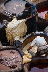 Image showing Old tannery in Fez, Morocco