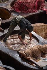 Image showing Old tannery in Fez, Morocco