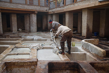 Image showing Old tannery in Fez, Morocco