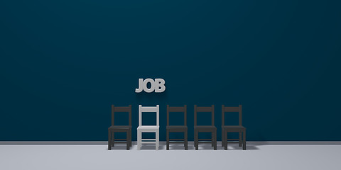 Image showing row of chairs and the word job - 3d rendering