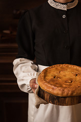 Image showing Pie from potato meat cheese and vegetables