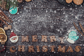 Image showing Gingerbreads and coffee for new years or christmas