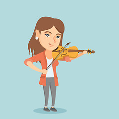 Image showing Young caucasian woman playing the violin.
