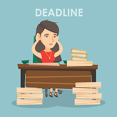 Image showing Business woman having problem with deadline.