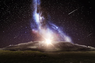 Image showing mountain landscape over night sky or space