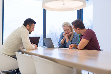 Image showing Startup Business Team At A Meeting at modern office building