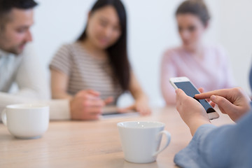 Image showing Startup Business Team At A Meeting at modern office building