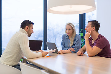 Image showing Startup Business Team At A Meeting at modern office building