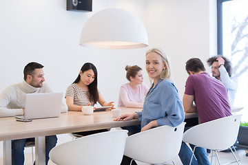 Image showing Startup Business Team At A Meeting at modern office building