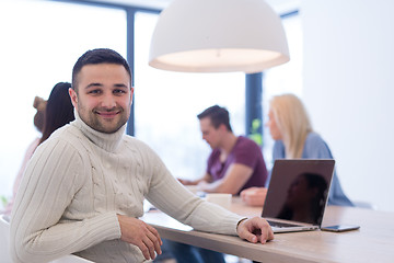 Image showing Startup Business Team At A Meeting at modern office building