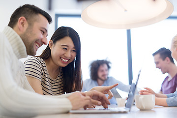 Image showing Startup Business Team At A Meeting at modern office building