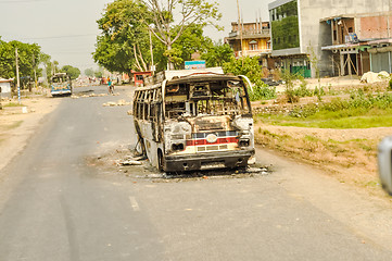 Image showing Wrecked bus in Nepal