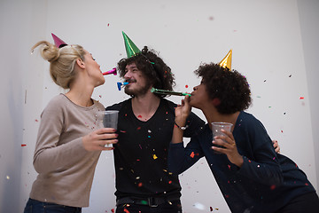 Image showing confetti party multiethnic group of people