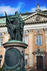 Image showing STOCKHOLM, SWEDEN - AUGUST 19, 2016: View on Statue of Gustavo E