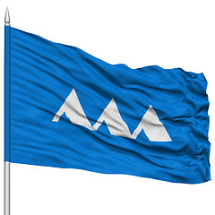 Image showing Isolated Yamagata Japan Prefecture Flag on Flagpole