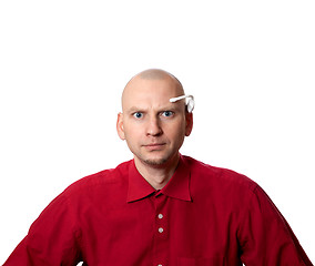 Image showing Portrait of young man with handmade EEG