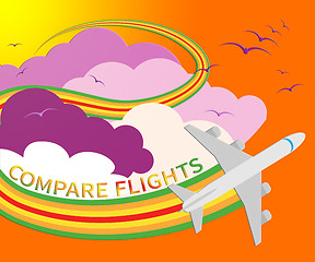 Image showing Compare Flights Shows Flight Search 3d Illustration