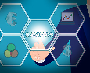 Image showing Savings Icons Means Cash And Wealthy 3d Illustration