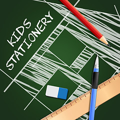 Image showing Kids Stationery Shows School Materials 3d Illustration